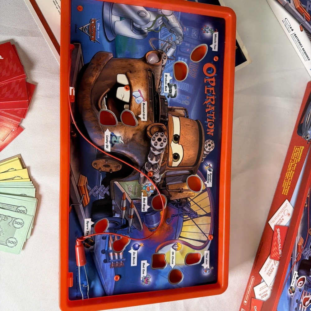 Disney Pixar Hasbro Operation Silly Skill Game Cars 2 Edition Tow Truck Mater - Picture 4 of 15